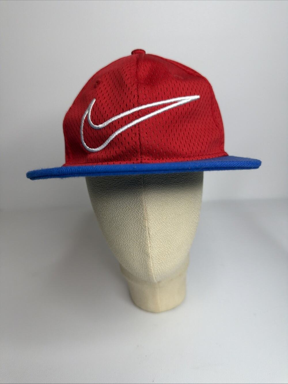 Nike Boys/Kids 4-7 Swoosh Outline Mesh Snapback Baseball Cap Hat Red/Blue EUC